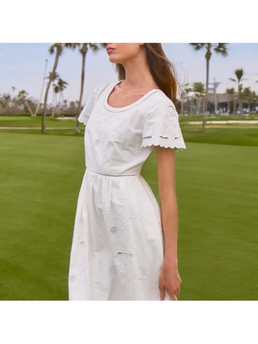 Hunter Bell Marley Flutter-Sleeve Embroidered Eyelet Midi Dress - Picture 4 of 13